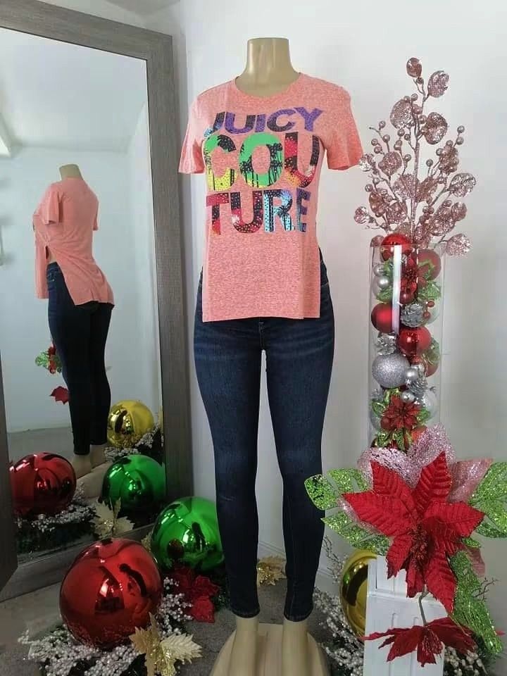 Juicy Couture Graphic Tee Pink (Category: Shirts) located in Dumaguete. Submitted by rommel159 (Listing ID 1465216291, Image 2). Description: Juicy Couture shirt Size: Small Width: 17 Length: 24.5 Excellent Condition No Issue Location: Negros Oriental .