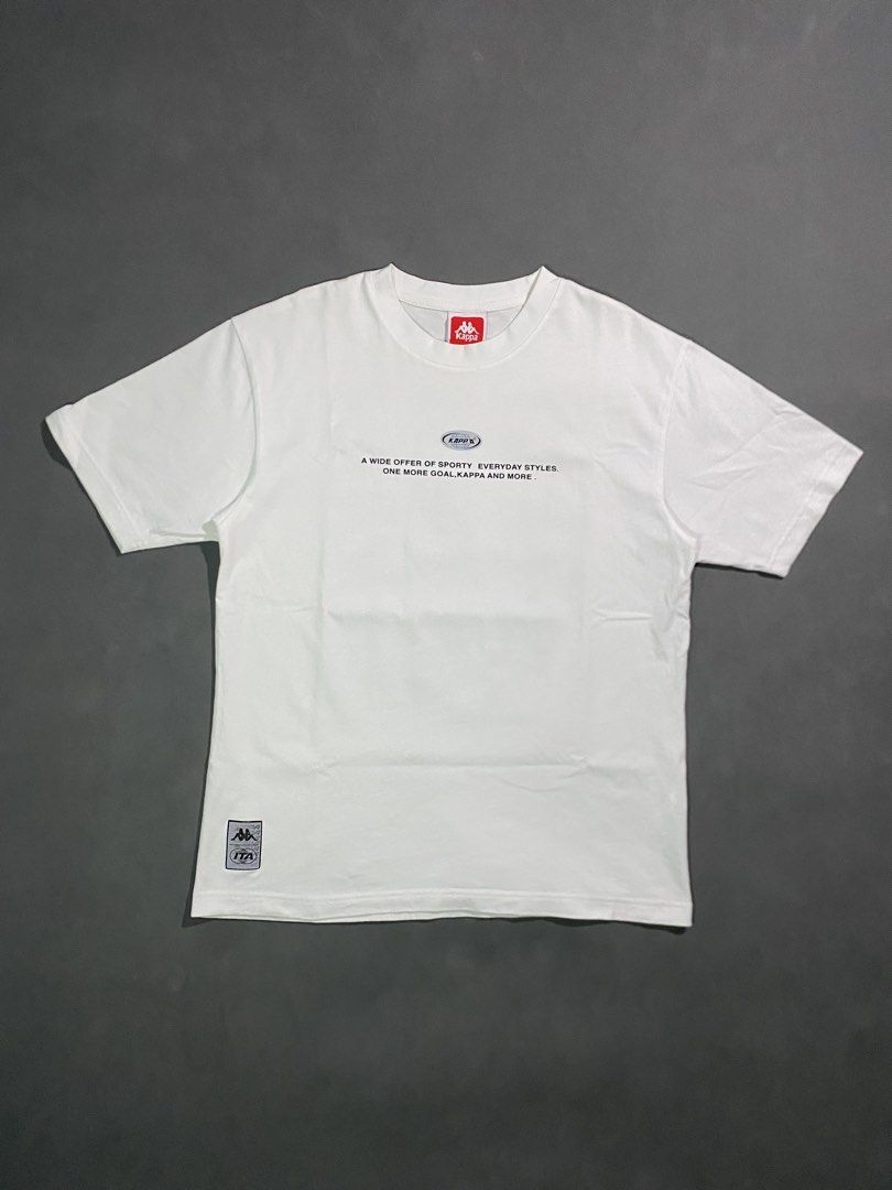 KAPPA T SHIRT (Category: Tshirts & Polo Shirts ) located in Dumaguete. Submitted by darios_thrift (Listing ID 1465231067, Image 1). Description: KAPPA T SHIRT ₱450 + sf Dimes : 19.5 x 26 Excellent condition ✅ Issue : Need Wash Color rate : 9.5/10 (Color may vary due to lighting).