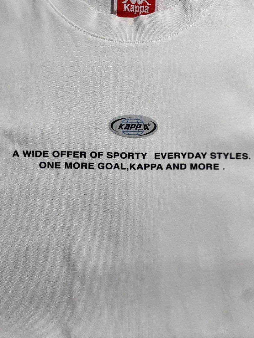 KAPPA T SHIRT (Category: Tshirts & Polo Shirts ) located in Dumaguete. Submitted by darios_thrift (Listing ID 1465231067, Image 3). Description: KAPPA T SHIRT ₱450 + sf Dimes : 19.5 x 26 Excellent condition ✅ Issue : Need Wash Color rate : 9.5/10 (Color may vary due to lighting).