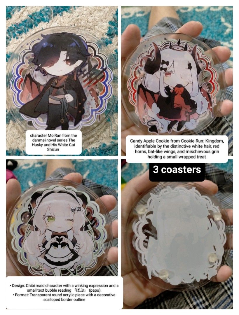 Keychain,coasters (Category: J-Wave Merchandise) located in Cainta. Submitted by allauthenticbymj (Listing ID 1465216955, Image 3). Description: 5pcs for 400 3 coasters 1 keychain 1 pocket mirror ***buyer shoulders sf LOCATION: CAINTA Courier choices and MOP Gogo express (cod option) LBC (pay sf first-- cop for the item's amount) J&t (gcash payment) Lalamove for same day delivery Gcash payment.