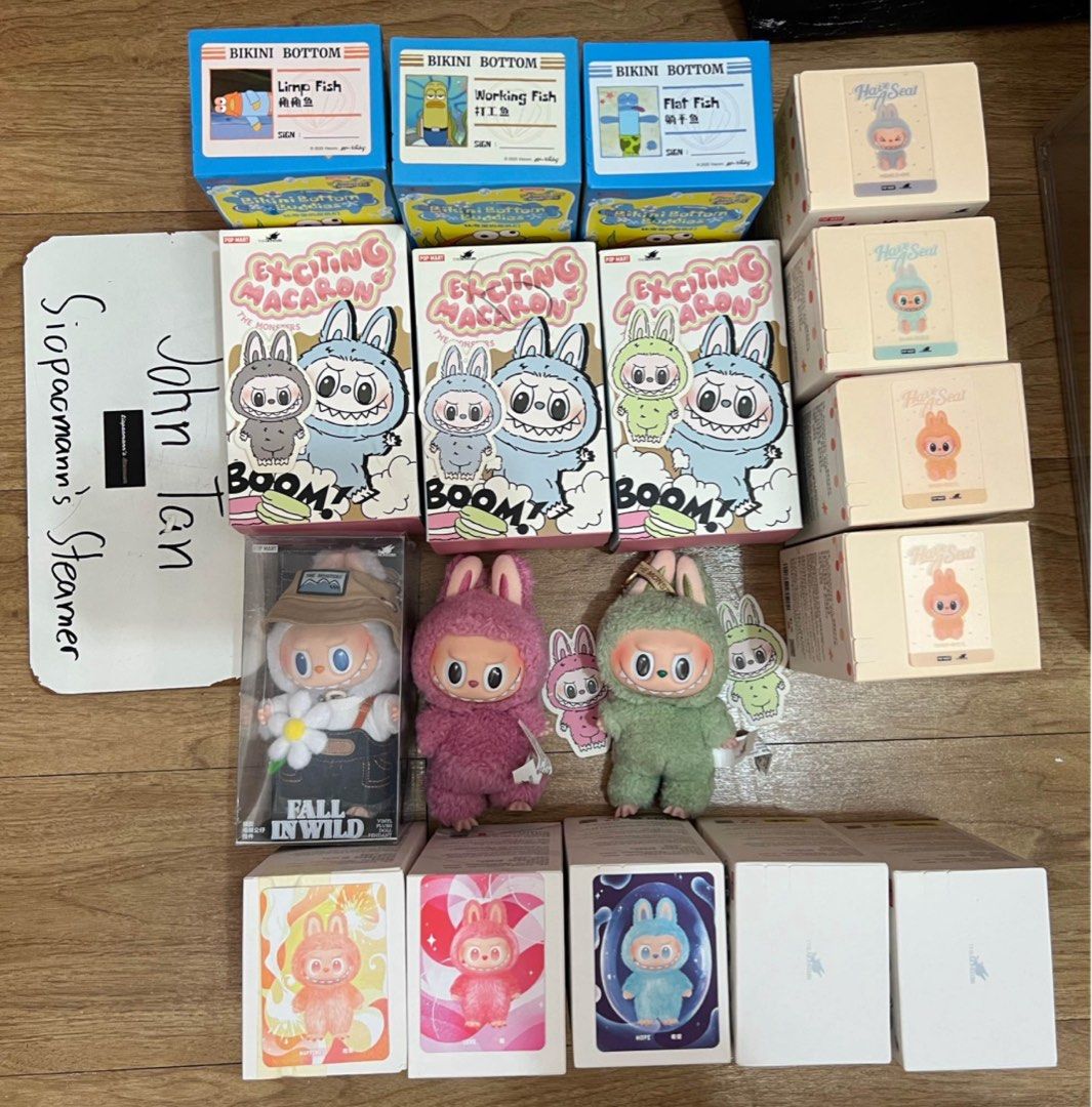 Labubu and pop mart items confirmed characters (Category: Plushies & Soft Toys) located in Quezon City. Submitted by siopaomann (Listing ID 1465338672, Image 1). Description: For Sale V1 Green Grape - 900 Sesame Bean - 900 Sea Salt - 900 No box : 850 - Lychee Berry (Pink) 800 - Green Grape V2 Baba - 900 Ququ - 1,000 Hehe - 900 V3 2 Blind Boxes -950 each Love - 1000 Hope - 900 Happiness - 900 Fall in Wild - 1,450 Bikini Bottom Buddies 850 each Mes