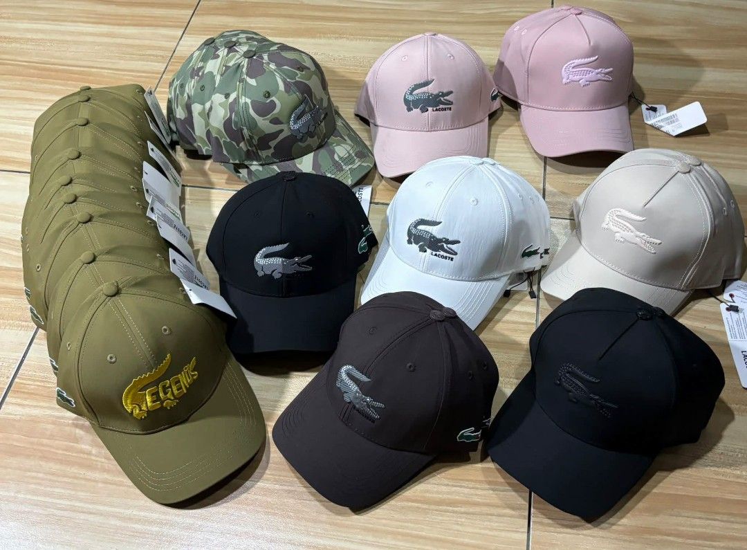 Lacoste Baseball Cap (Category: Caps & Hats) located in Manila. Submitted by zencat-4ee0 (Listing ID 1465347658, Image 1). Description: - 100% Brand New Lacoste Baseball Caps - Features the iconic embroidered crocodile logo on the front - Fully adjustable strap at the back for a custom fit - Available colors: Black, White, Pink, Beige, Olive Green, Brown, and Camouflage print - Brand new with tags attached on select pieces - Send a message to che