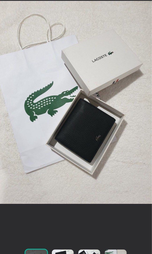 Lacoste Cow Leather Wallet (Category: Wallets & Card holders) located in Las Pinas. Submitted by epitome.mnl (Listing ID 1465244781, Image 1). Description: 💎Brand New with tag no paper bag 💎Lacoste 💎Size One 💎SRP 7000 💎All items 100% original 📌MOP GCASH or BDO 📌SF Shouldered by the buyer 📌Lalamove/Grab (via sched) 📌Flash / Gogo Express Provincial 80-240 📌Meetups: Las Pinas/Alabang/Laguna via schedule.