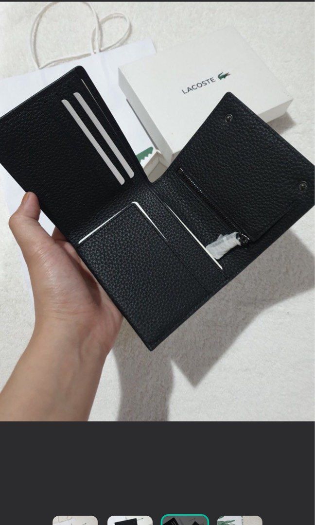 Lacoste Cow Leather Wallet (Category: Wallets & Card holders) located in Las Pinas. Submitted by epitome.mnl (Listing ID 1465244781, Image 3). Description: 💎Brand New with tag no paper bag 💎Lacoste 💎Size One 💎SRP 7000 💎All items 100% original 📌MOP GCASH or BDO 📌SF Shouldered by the buyer 📌Lalamove/Grab (via sched) 📌Flash / Gogo Express Provincial 80-240 📌Meetups: Las Pinas/Alabang/Laguna via schedule.