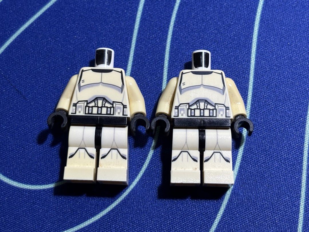 LEGO Star Wars Clone Trooper Torso and Legs (Category: Lego & Building Sets) located in Quezon City. Submitted by rickbrick (Listing ID 1465181816, Image 1). Description: - 2x LEGO Star Wars Phase 1 Clone Trooper body assemblies - Includes torsos with black hips and printed legs - Attached black hands included - Condition note: Arms are yellowed due to age - Missing parts: Heads and helmets NOT included - Ideal for custom army building or restora