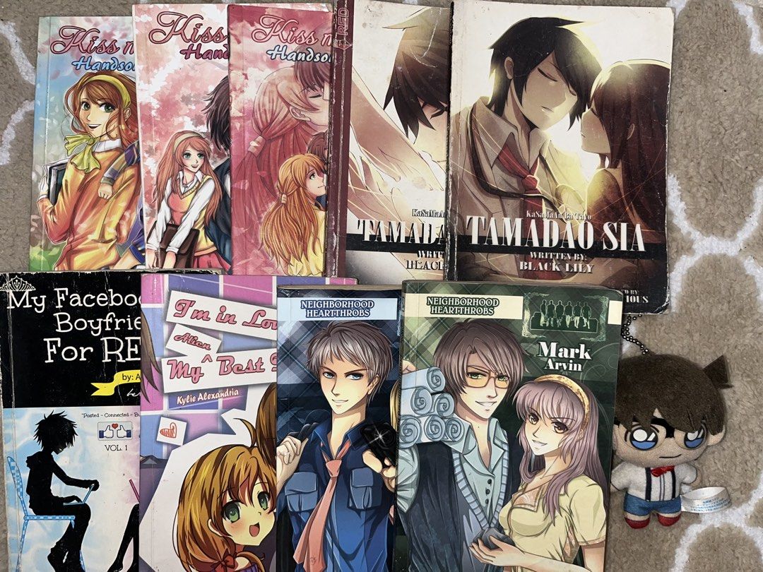 Local romance novels bundle plus anime plush toy (Category: Storybooks) located in Tarlac. Submitted by yuejunnie (Listing ID 1465249064, Image 1). Description: - PRICE FOR EACH BOOK - Condition: Pre-loved, great for clearing shelf space and romance book lover -Please manage expectations as these are well used preloved books.