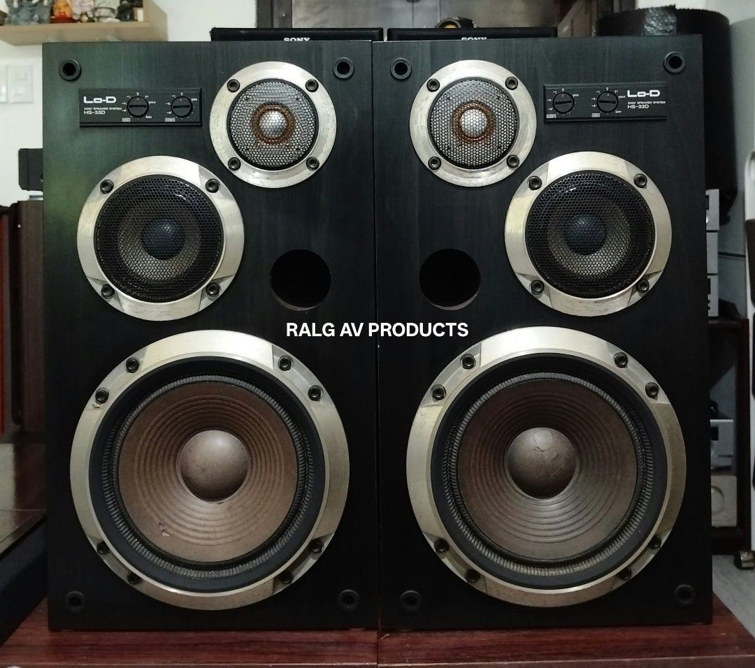Lo-D HS-33D 3-Way Speaker System (Category: Soundbars, Speakers & Amplifiers) located in Bulacan. Submitted by ronald277077025 (Listing ID 1465309294, Image 1). Description: Lo-D 3 WAY SPEAKER SYSTEM. HS-33D 200 WATTS 6 OHMS 8" CONE WOOFER GATHERED EDGES WITH FLAT DAMPER FOR STABLE SOUND QUALIRY 10 CM CONE TYPE MIDRANGE 2.5 CM DOME TYPE TWEETER HIGH QUALITY SPECIAL ALUMINUM DIAPHRAGM INDEPENDENT HIGH AND MID LEVEL CONTROL BASS REFLEX MADE IN JAPA