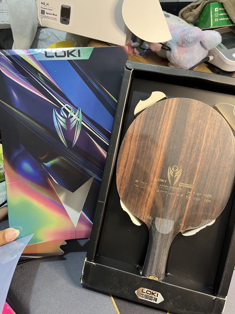 Loki Kirin K9 Table Tennis Blade FL (Category: Racket and Ball Sports) located in Manila. Submitted by abbigail029. (Listing ID 1465200088, Image 1). Description: Loki Kirin K9 table tennis blade with FL handle. 5 wood plus 2 aramid carbon light construction. Ebony surface, ayous ply, aramid carbon light fiber, ayous core. Thickness 5.7mm, weight 87.2g. OFF+ offensive classification. Still packed securely inside original box..