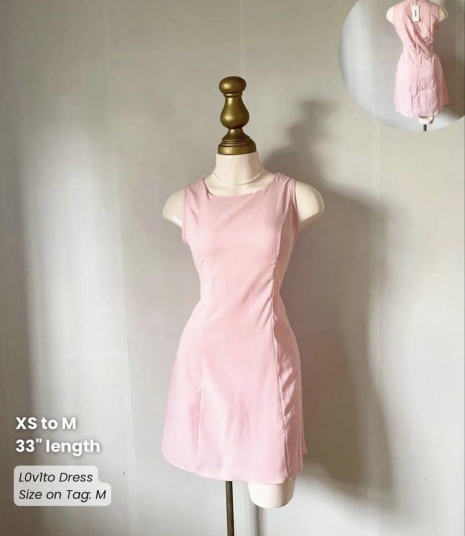 Lovito Pink Dress Size M (Category: Dresses) located in Manila. Submitted by abiareemab80400 (Listing ID 1465352288, Image 1). Description: - Brand: Lovito - Color: Pastel pink - Size: Tagged M (fits extra small to medium nicely) - Length: 33 inches - Design: Sleeveless, simple scoop neckline, front panel seams, and back zipper closure - Condition: Great staple piece for casual days or weekend outings - No WW - Rfs: Wrong size.
