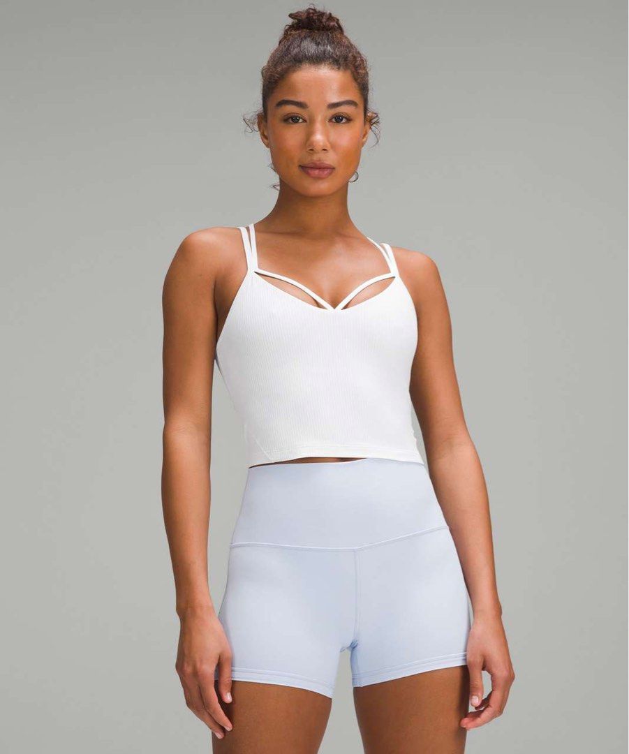Lululemon Align Strappy Ribbed Tank Top square dot 10 (Category: Activewear) located in Iba. Submitted by xooperfindslb (Listing ID 1465349797, Image 1). Description: Lululemon Align Strappy Ribbed Tank Top *Light Support, A/B Cup White Square Dot 10 Latest release No issue Like new.