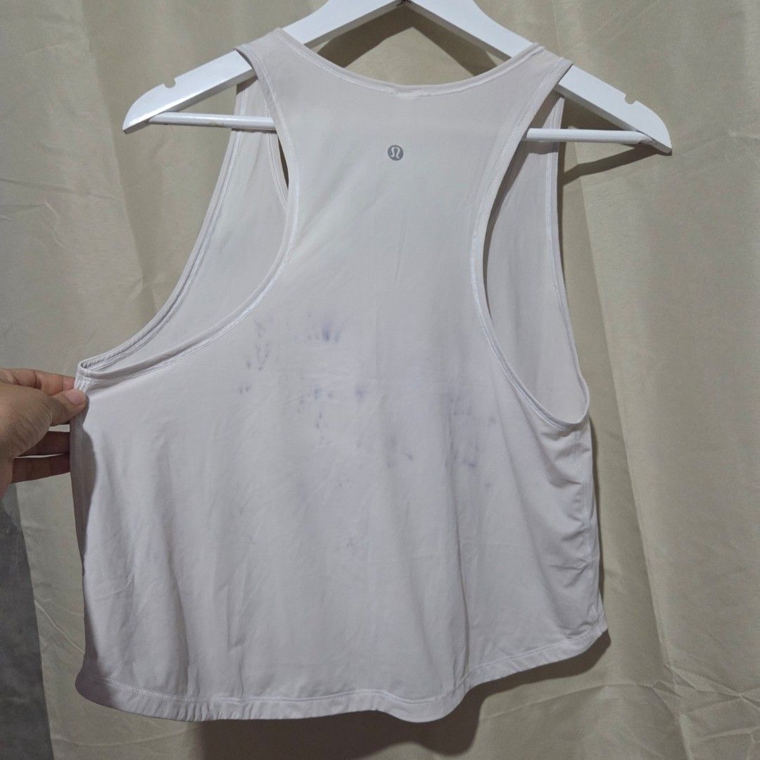 LULULEMON TANK (Category: Activewear) located in Santiago. Submitted by fromboxes (Listing ID 1465315516, Image 3). Description: 8/10 see color transfers Ships thru J&T Isabela North Luzon Shipping Nationwide No rush shipping 😊😊.