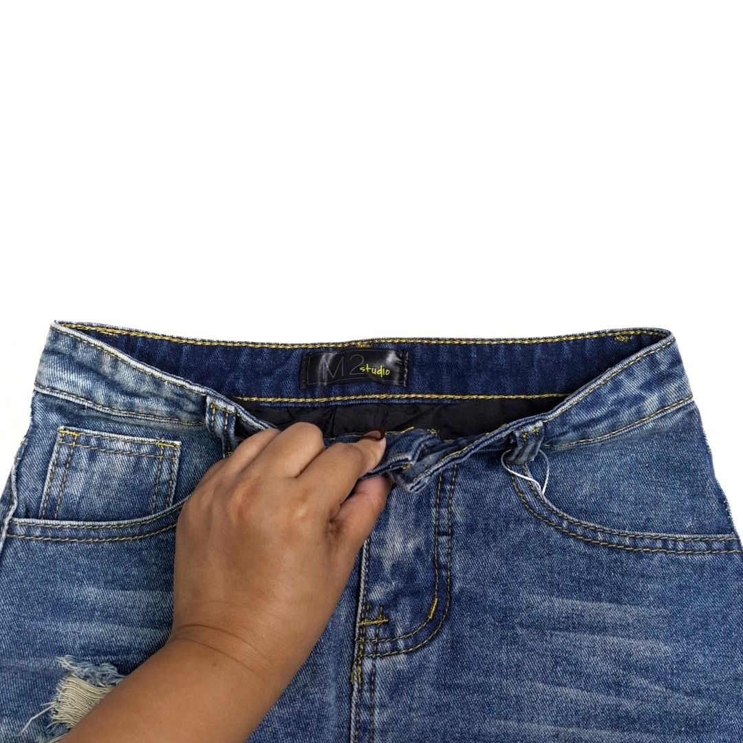 M2 STUDIO skort (Category: Skirts) located in Baguio. Submitted by a.ugustt (Listing ID 1465270633, Image 2). Description: 24-25 | L: 14" hard denim | blue not stretchable | high-waisted.