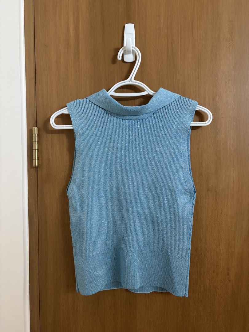 Mango Blue Lurex Knitted Top (Category: Sleeveless) located in Marikina City. Submitted by jlram (Listing ID 1465367685, Image 2). Description: .