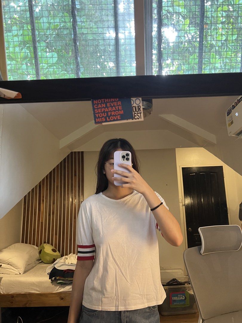 mango shirt with stripe sleeve (Category: Shirts) located in Davao. Submitted by hojichafromsips (Listing ID 1465353367, Image 1). Description: -dvo based -size S-M -MOP: gcash -MOD: maxim meetup: jollibee circumferential rd. (near dmsf).