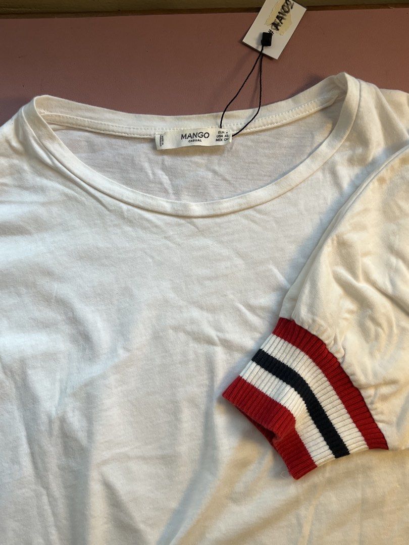 mango shirt with stripe sleeve (Category: Shirts) located in Davao. Submitted by hojichafromsips (Listing ID 1465353367, Image 2). Description: -dvo based -size S-M -MOP: gcash -MOD: maxim meetup: jollibee circumferential rd. (near dmsf).
