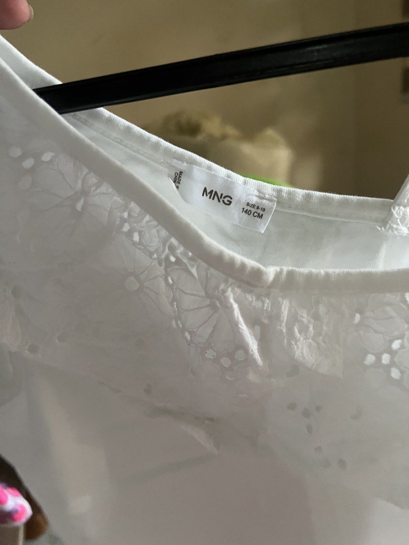 Mango white eyelet top (Category: Babies & Kids Fashion) located in Imus. Submitted by labella.mnl (Listing ID 1465257065, Image 3). Description: LAST PRICE POSTED LIKE NEW CONDITION NO FLAWS SIZE 140 CM BEST FITS 4-5.