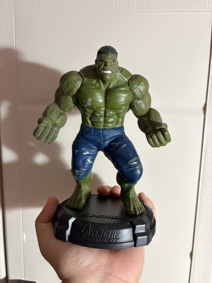 Marvel Avengers Infinity War Hulk Petron Figure (Category: Figurines & Statues) located in Plaridel. Submitted by moddedjarvis (Listing ID 1465171205, Image 1). Description: - Official Petron Exclusive: Marvel Avengers Infinity War Hulk action figure - Impressive Size: Stands about a foot tall on a branded black display base - Interactive Feature: Includes a sound feature on the bottom with a battery compartment - Condition Note: Has visible pain