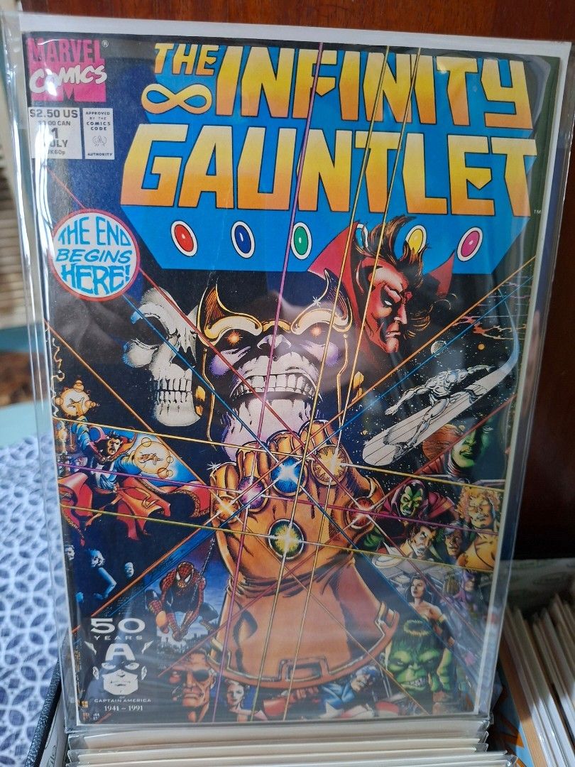 Marvel Comics Infinity Gauntlet 1 (Category: Comics & Manga) located in Bulacan. Submitted by buymystuff.doit (Listing ID 1465341585, Image 1). Description: Price: 4K Php Condition: VF/NM Absolutely Authentic. No bootleg garbage here. Meetups ONLY within Marilao, Bulacan area. Shipping via Lalamove or JRS. NO COP. COD only available via Lala (buyer books rider) or meetup. Buyer shoulders all fees..