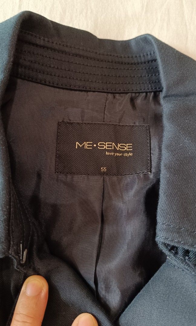 me.sense Mesense Black Trench Coat (Category: Coats, Jackets and Outerwear) located in Makati City. Submitted by jstreasuredfinds (Listing ID 1465194769, Image 3). Description: Best fit Small - Semi med Black color. Full inner lining Washed and sanitized With belt slot. No belt..