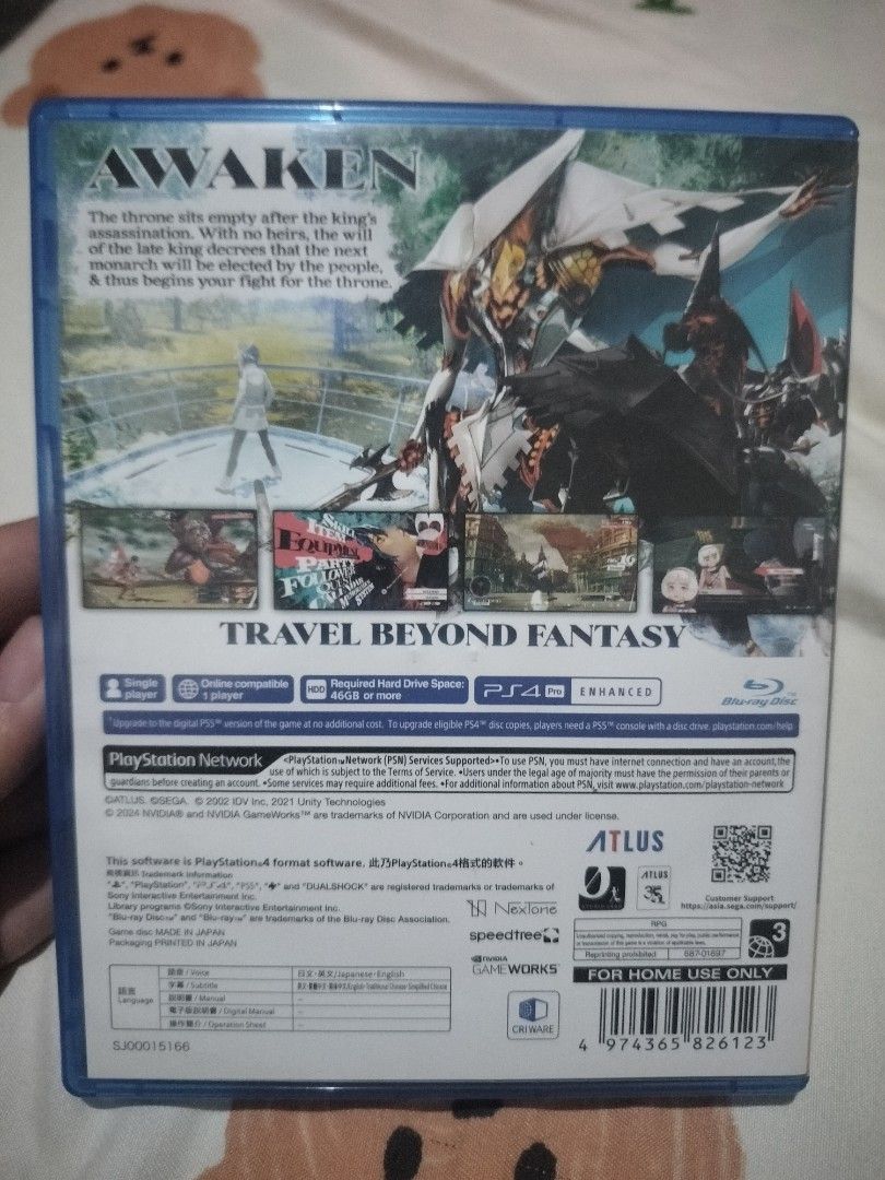 Metaphor ReFantazio PS4 English Version (Category: PlayStation) located in Manila. Submitted by para_morir (Listing ID 1465360435, Image 3). Description: Metaphor ReFantazio for PlayStation 4. English version. Includes the original game case, disc, and early purchase bonus insert (used). Region free version with Japanese and English voice options..