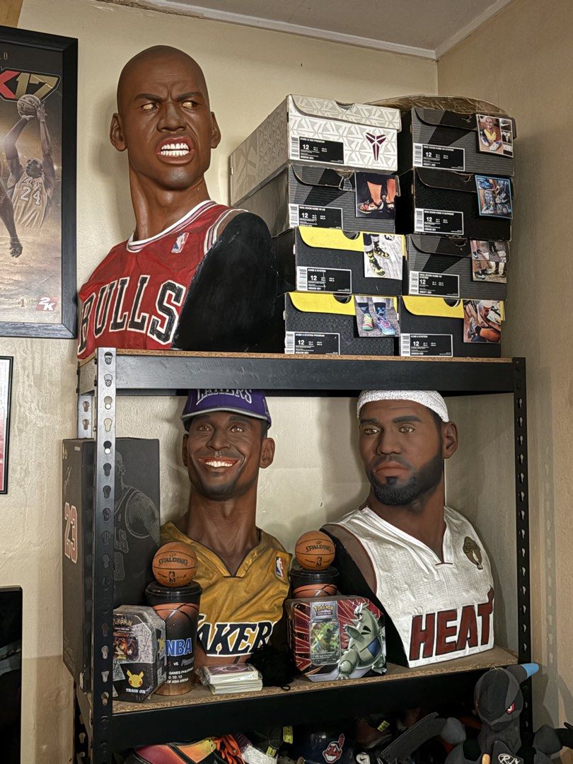 Michael Jordan Kobe Bryant Lebron James Life Size Bust (Category: Figurines & Statues) located in Quezon City. Submitted by persosout (Listing ID 1465287741, Image 1). Description: - selling iconic nba player statues! - 19,990 each - 49,990 for all 3 - no brand, just the statues (no box certs or anything) - i think its a polyresin material? - about 23 inches tall - no issues! basketball chicago bulls los angeles lakers miami heat mj.