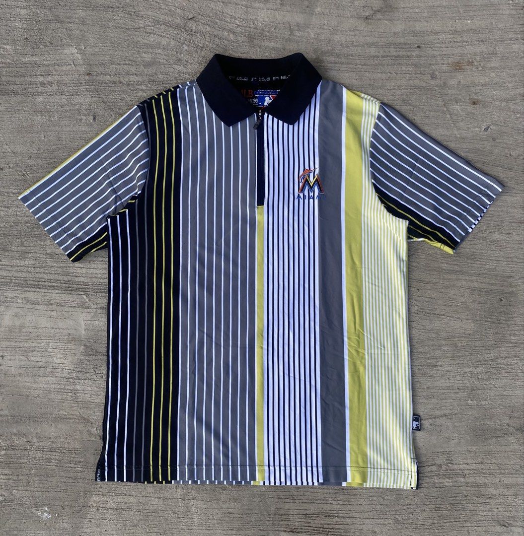 MLB Miami Vertical Stripes Quarter Zip Polo (0161) (Category: Tshirts & Polo Shirts ) located in Cebu City. Submitted by czar0518 (Listing ID 1465241101, Image 1). Description: MLB Miami Polo Shirt Width 20 Length 27 Excellent condition No issue Dm sure buyer.📩.