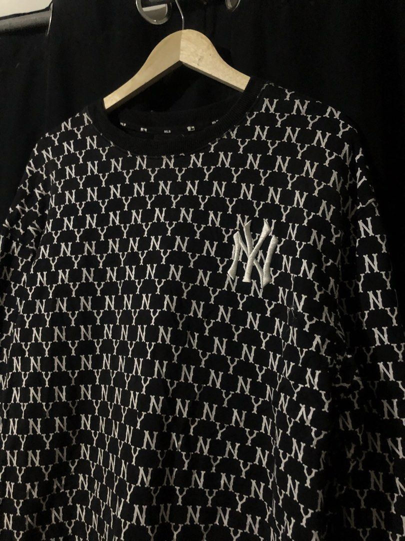 MLB New York Yankees Monogram Print Sweatshirt (Category: Coats, Jackets and Outerwear) located in Quezon City. Submitted by yeahsource222 (Listing ID 1465206972, Image 2). Description: - Authentic MLB New York Yankees merchandise - Sleek black color with all-over white NY monogram pattern - Classic embroidered logo on the chest - Comfortable ribbed collar, cuffs, and hem - Soft and durable cotton-polyester blend - Perfect for casual streetwear a