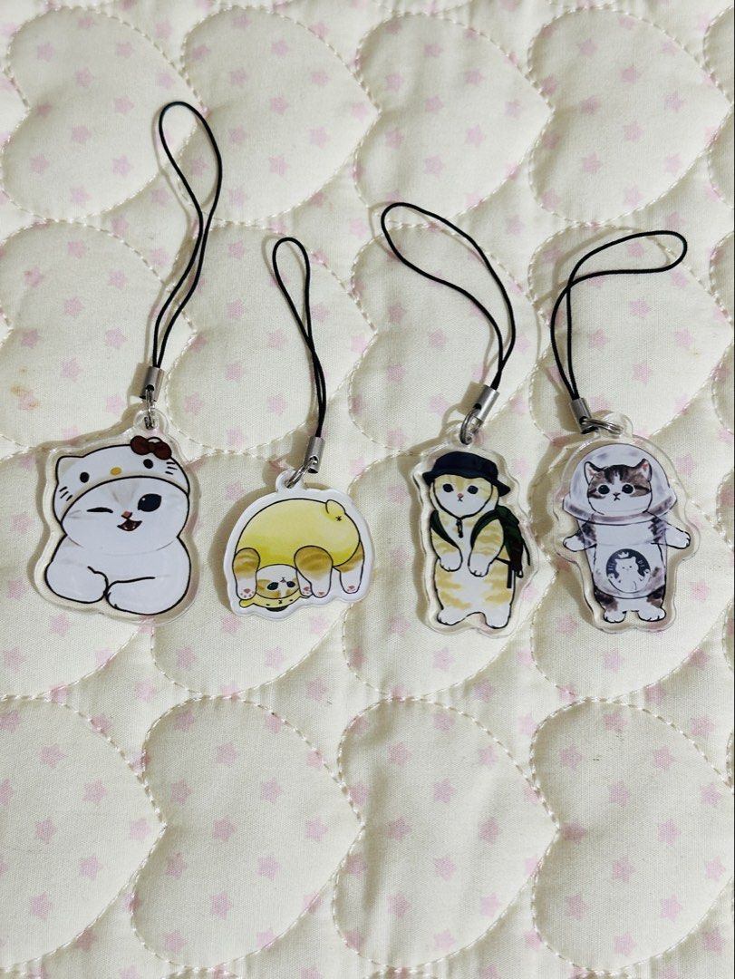 Mofusando Acrylic Phone Charms (Category: Character Goods) located in Cainta. Submitted by pomocha (Listing ID 1465190237, Image 1). Description: Everything ₱20 each AVAILABLE: •HK mofu •Pompompurin mofu •camping mofu •SB mofu.