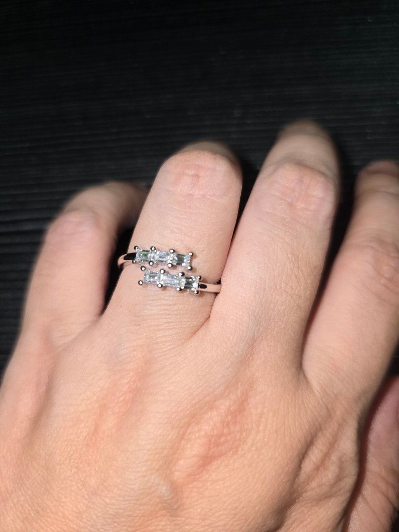 Moissanite Open Bypass Ring with Baguette Stones (Category: Rings) located in Santa Rosa. Submitted by crystal1.0 (Listing ID 1465334238, Image 1). Description: adjustable. stainless steel..