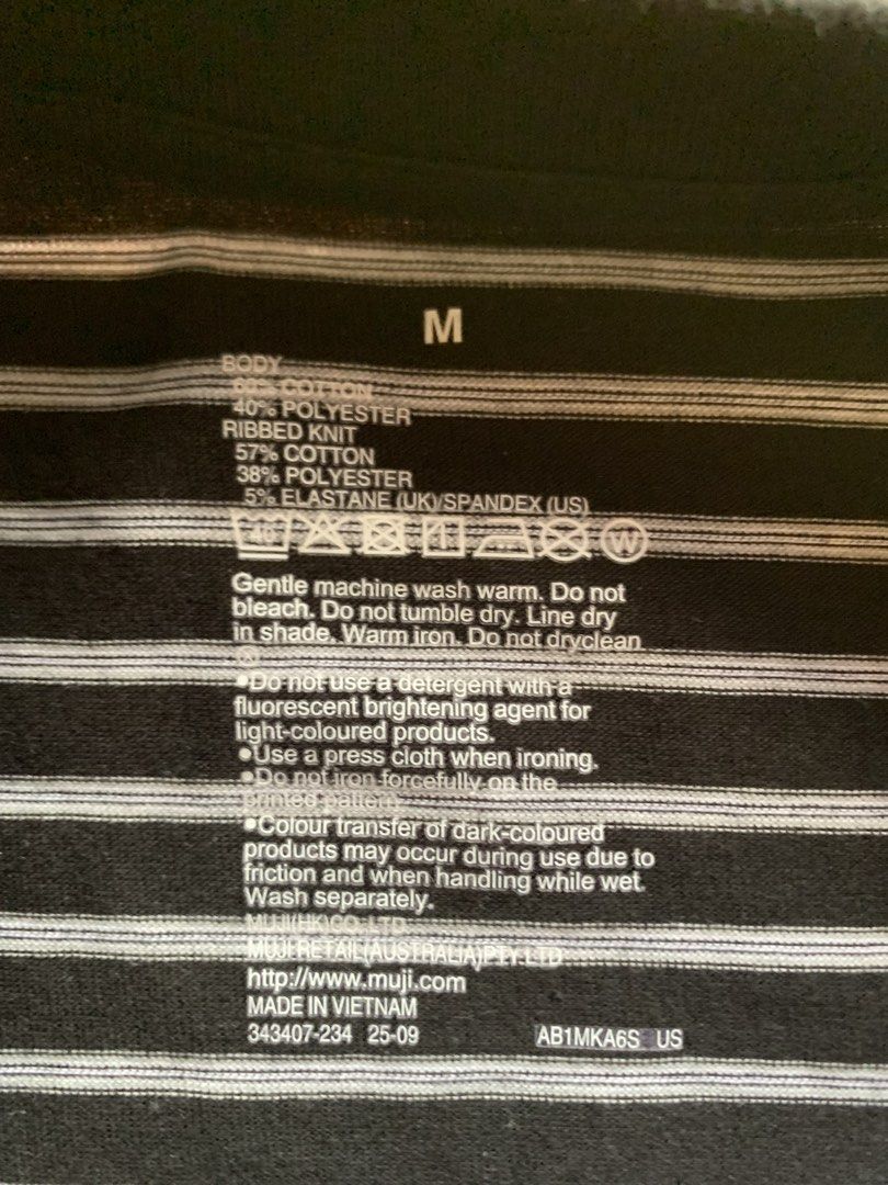 Muji Men Jersey Striped Crew Neck Tee (Category: Tshirts & Polo Shirts ) located in Calamba. Submitted by tobs.thriftz (Listing ID 1465227241, Image 2). Description: Size M on Tag Dimes - 21 x 27 Excellent Condition No Issue Perfect for Casual Wear All items are 100% thrifted / pre-loved and may show normal signs of wear due to previous use and age. Please manage your expectations before purchasing. We do our best to disclose any noticeable flaws