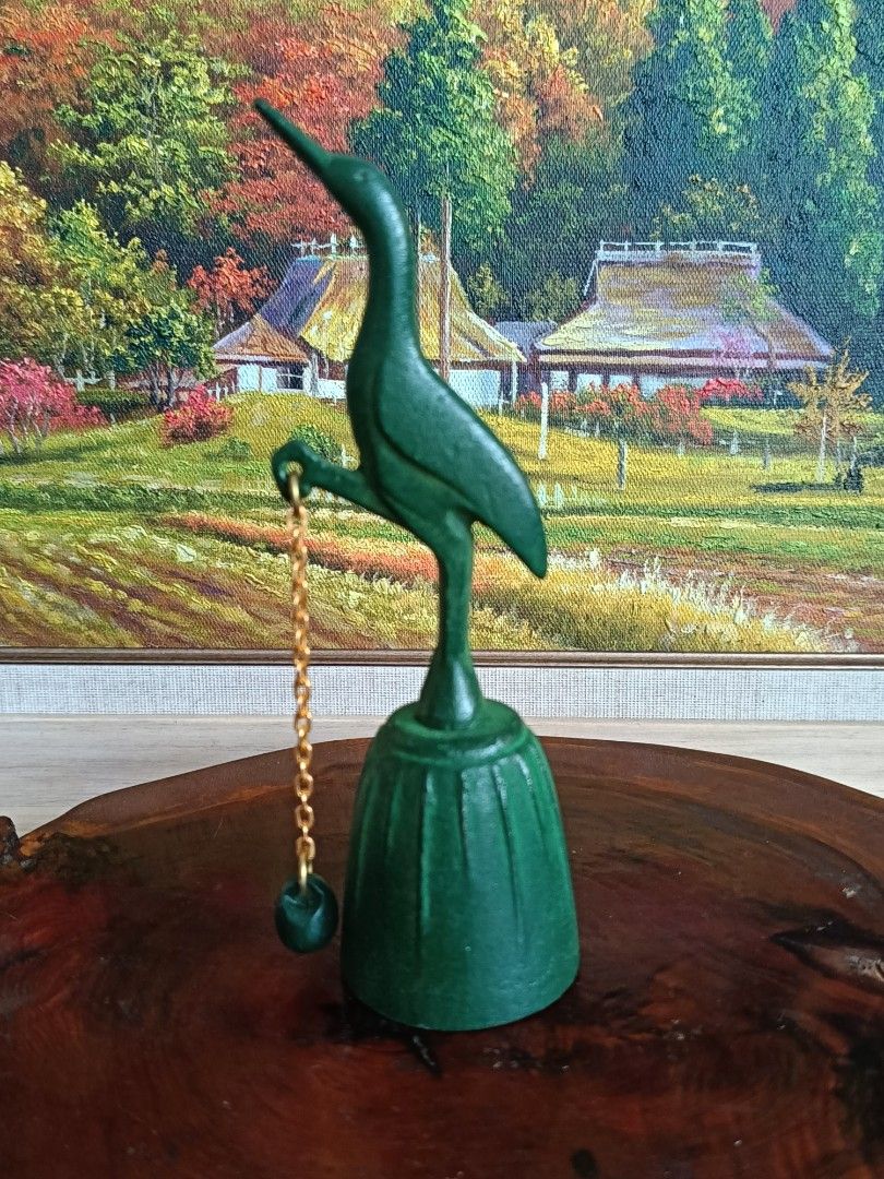Nambu Cast Iron Crane Shaped Table Bell (Category: Vintage Collectibles) located in Imus. Submitted by ABrielleC (Listing ID 1465340770, Image 2). Description: Video Link https://youtube.com/shorts/LC_rHUqZsQY?si=XwM6Td4vBE0hK6tm Cast Iron Material Height-6.75in Diameter-2in Weight-0.25kg Japan Surplus Item First to pay Loc Imus Cavite.