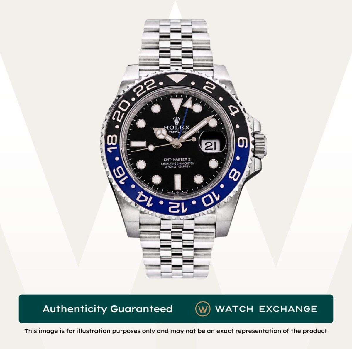 [New] Rolex GMT Master II Batgirl Jubilee 126710BLNR 126710 Black Dial Z29238 Sep 2026 (Category: Watches) located in Singapore. Submitted by watchexchange.sg (Listing ID 1465022333, Image 1). Description: [New] Rolex GMT Master II Batgirl Jubilee 126710BLNR 126710 Black Dial Z29238 Sep 2026 Price: $1 Brand: Rolex Model: 126710BLNR Condition: New Dial: Black Case Diameter: 40mm Material: Stainless Steel Original Box: Yes Original Cert/Papers: Yes