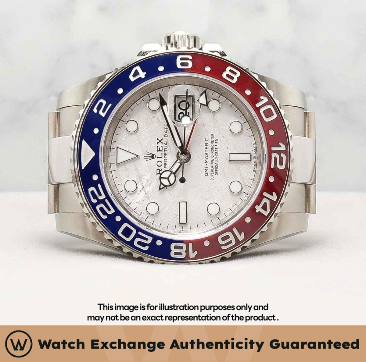[New] Rolex GMT Master II Pepsi Oyster 126719BLRO 126719 Meteorite Dial Z28784 Sep 2026 (Category: Watches) located in Singapore. Submitted by watchexchange.sg (Listing ID 1462472567, Image 1). Description: [New] Rolex GMT Master II Pepsi Oyster 126719BLRO 126719 Meteorite Dial Z28784 Sep 2026 Price: $86,500 Brand: Rolex Model: 126719BLRO Condition: New Dial: Meteorite Case Diameter: 40mm Material: White Gold Original Box: Yes Original Cert/Paper