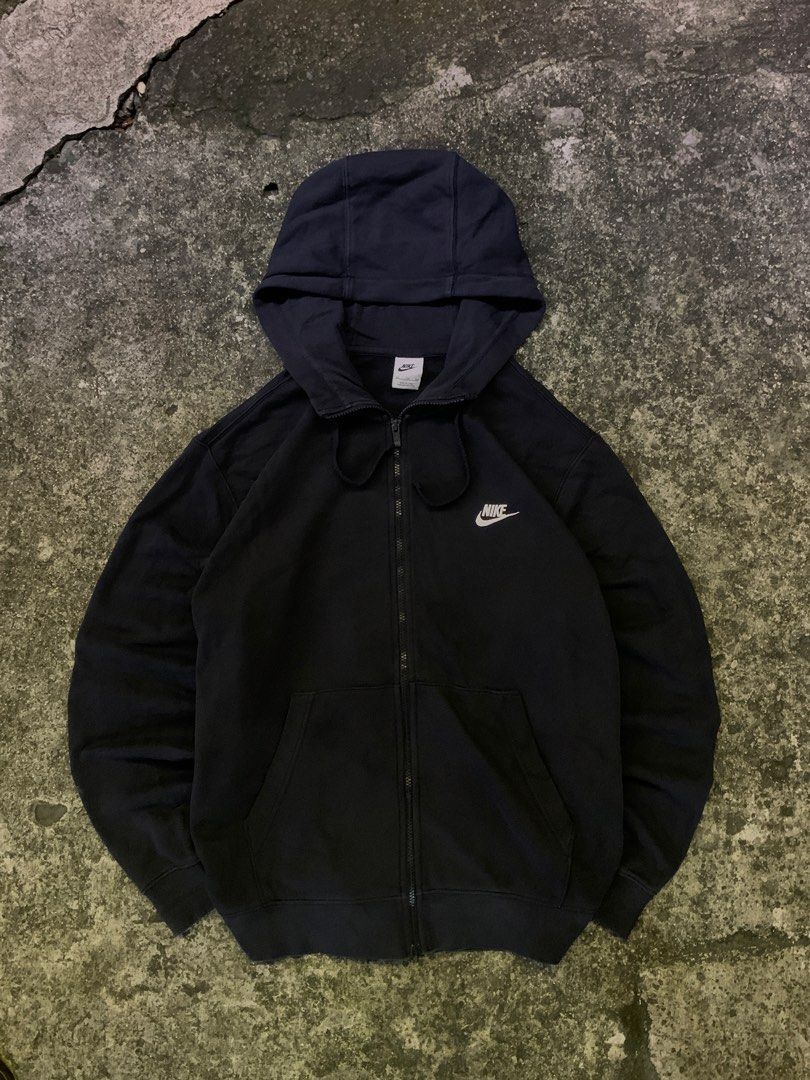 Nike Black Full Zip Hoodie (Category: Hoodies) located in Manila. Submitted by loyspalencia (Listing ID 1465263381, Image 1). Description: - Black Nike hoodie - Full zip closure - Classic Nike swoosh logo on chest - Two convenient front pockets - Adjustable hood with drawstrings - Made in Indonesia - Size XXL - Dimes: W- 25 / L-27/ Sleeve- 23 - Execellent Condition .