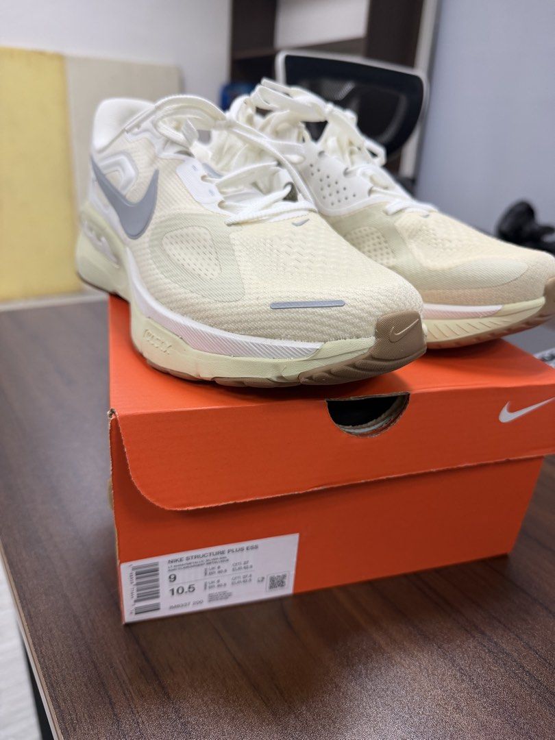 Nike Structure Plus ESS Lt Khaki Metallic Silver (Category: Sneakers) located in Mandaluyong City. Submitted by Lexphi (Listing ID 1465203068, Image 3). Description: - Model: Nike Structure Plus ESS - Color: Light Khaki / Metallic Silver (Cream tone upper) - Size: Mens US 9 / Womens US 10.5 - Comfort Tech: ReactX foam midsole and ZoomX cushioning - Condition: good as new, used only for mall walking - Inclusion: Comes with original orange box.
