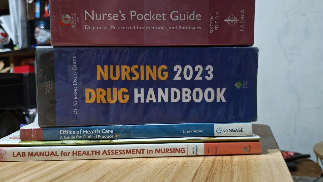 Nursing Books (Category: Assessment Books) located in Marilao. Submitted by mirkacua (Listing ID 1465302392, Image 1). Description: Take all books for 800 Selling my Nursing books, most are unused while some like the nursing drug handbook and nurse pocket guide have been used once or twice but all have no writing or highlights -Nurse Pocket Guide -Nursung Drug Handbook -Ethics of Health Care -Lab manual for Health Assessment in Nursing -Basic Nut