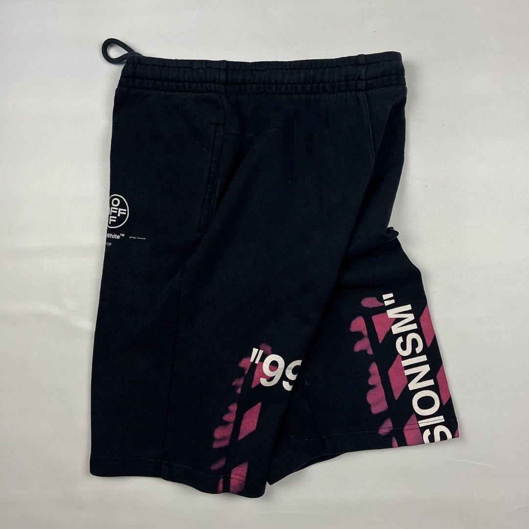 Off-White 19SS Diag Stencil Sweatshort (Category: Shorts) located in Puerto Princesa. Submitted by midas24k (Listing ID 1465296952, Image 2). Description: Off-White 19SS Diag Stencil Sweatshort Tagged Size: Small (28-32) Dimensions Inches length: 21 Inches waist (width): 14 inseam: 13.5 thigh opening: 10 Condition: Excellent Color rate: 9.5 Flaws: Minor signs of usage 2,000 shipping fee is not yet included..