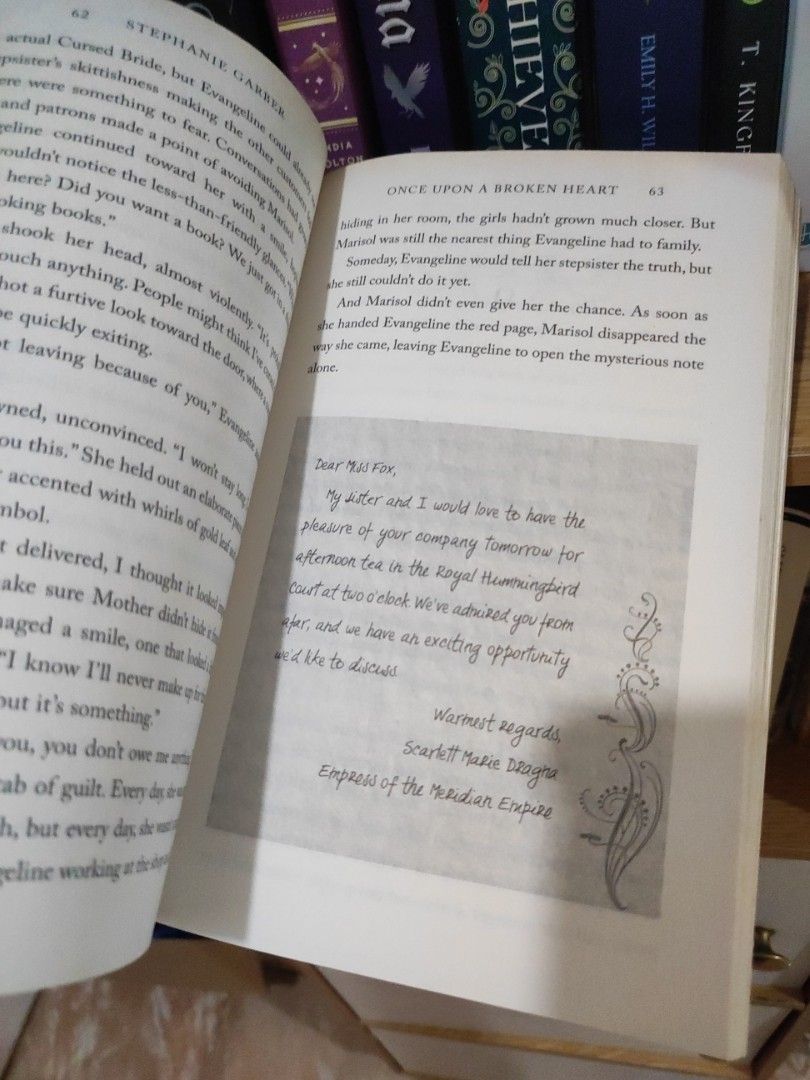 Once Upon a Broken Heart by Stephanie Garber (Category: Storybooks) located in San Jose del Monte. Submitted by czarina7777 (Listing ID 1465203991, Image 3). Description: - Title: Once Upon a Broken Heart by Stephanie Garber - Edition: Paperback by Flatiron Books - Design: Stunning black cover with gold ornamental details - Plot: Follows Evangeline Fox and the Prince of Hearts - Special Features: Includes exclusive bonus content inside - Conditio
