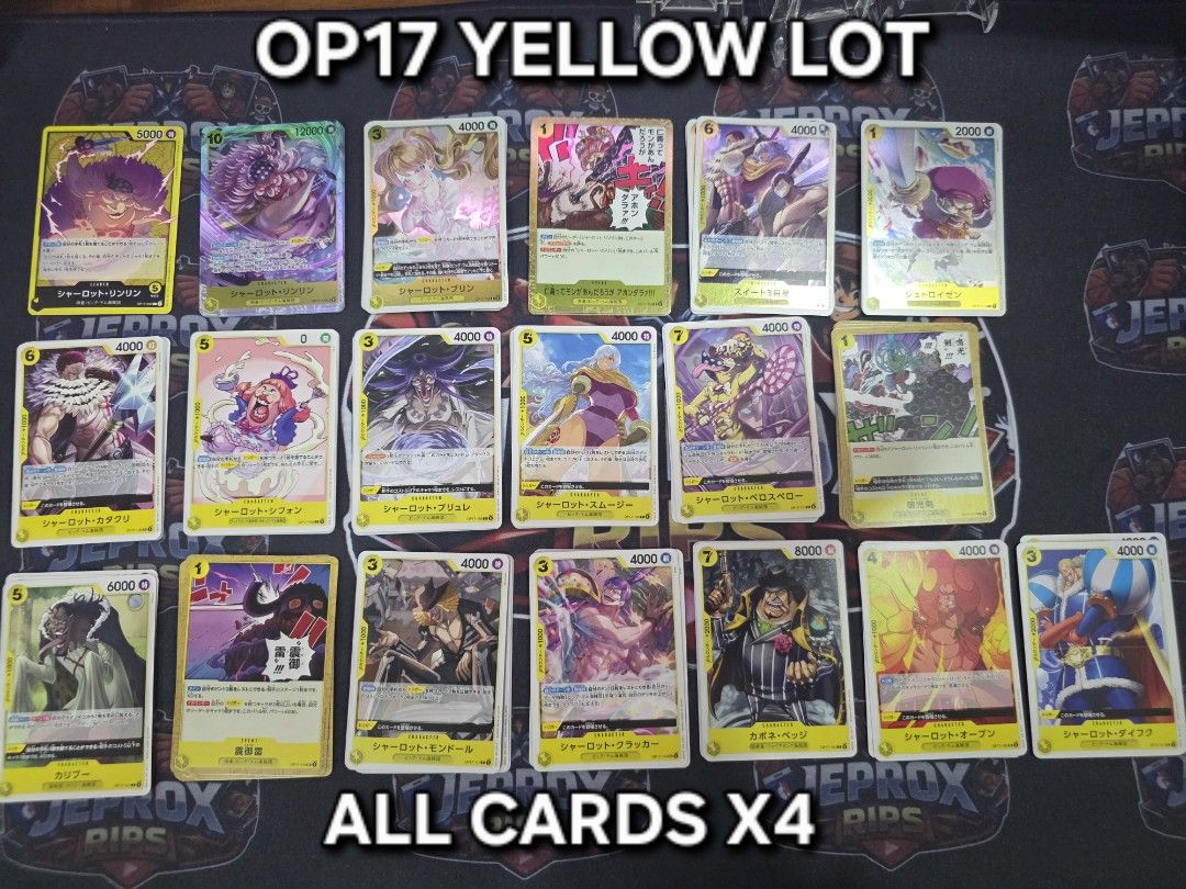 OP17 Yellow Lot (Category: Raw Singles) located in Angeles City. Submitted by jeprox.rips (Listing ID 1465259744, Image 1). Description: OP17 yellow lot deck (Linlin).