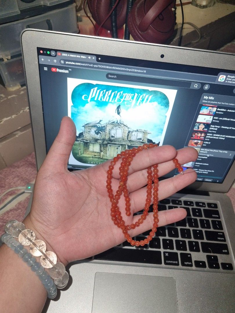 Orange Nanhong Agate Strand (Category: Handmade Craft) located in Bulacan. Submitted by kirstenz8._ (Listing ID 1465337703, Image 2). Description: - Size: Roughly 4-5mm - Length: 51cm, approx. 21.5 inches - Originally bought for 450 - Minimal imperfections/dark spots.