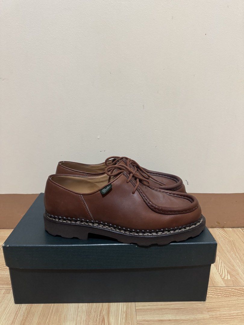 Paraboot Michael Marche II Marron Lis Marron Size 40 (Category: Dress Shoes) located in Paranaque City. Submitted by mikyboiii18 (Listing ID 1465228141, Image 2). Description: - Brand: Paraboot Michael - Color: Marron Brown - Size: EU 40 - Condition: Excellent, soles retain original tread with minimal wear - Inclusions: Original box, paper inserts, and dust bags -Parañaque/Sta. Mesa meetup.