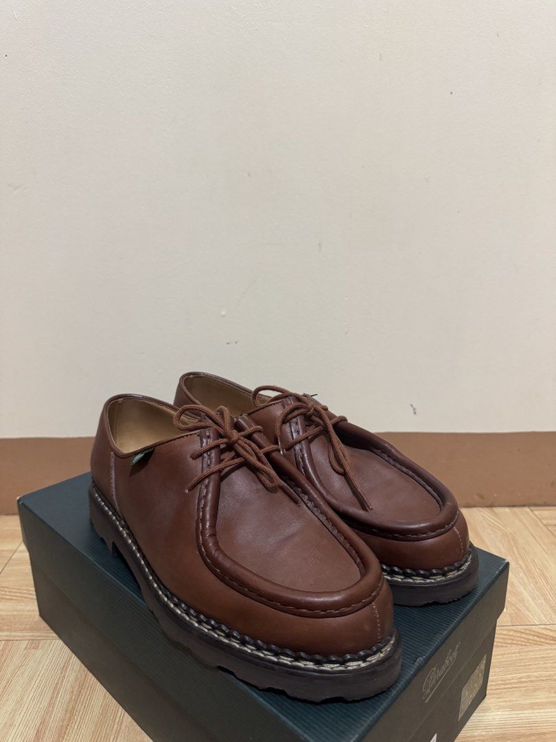 Paraboot Michael Marche II Marron Lis Marron Size 40 (Category: Dress Shoes) located in Paranaque City. Submitted by mikyboiii18 (Listing ID 1465228141, Image 1). Description: - Brand: Paraboot Michael - Color: Marron Brown - Size: EU 40 - Condition: Excellent, soles retain original tread with minimal wear - Inclusions: Original box, paper inserts, and dust bags -Parañaque/Sta. Mesa meetup.