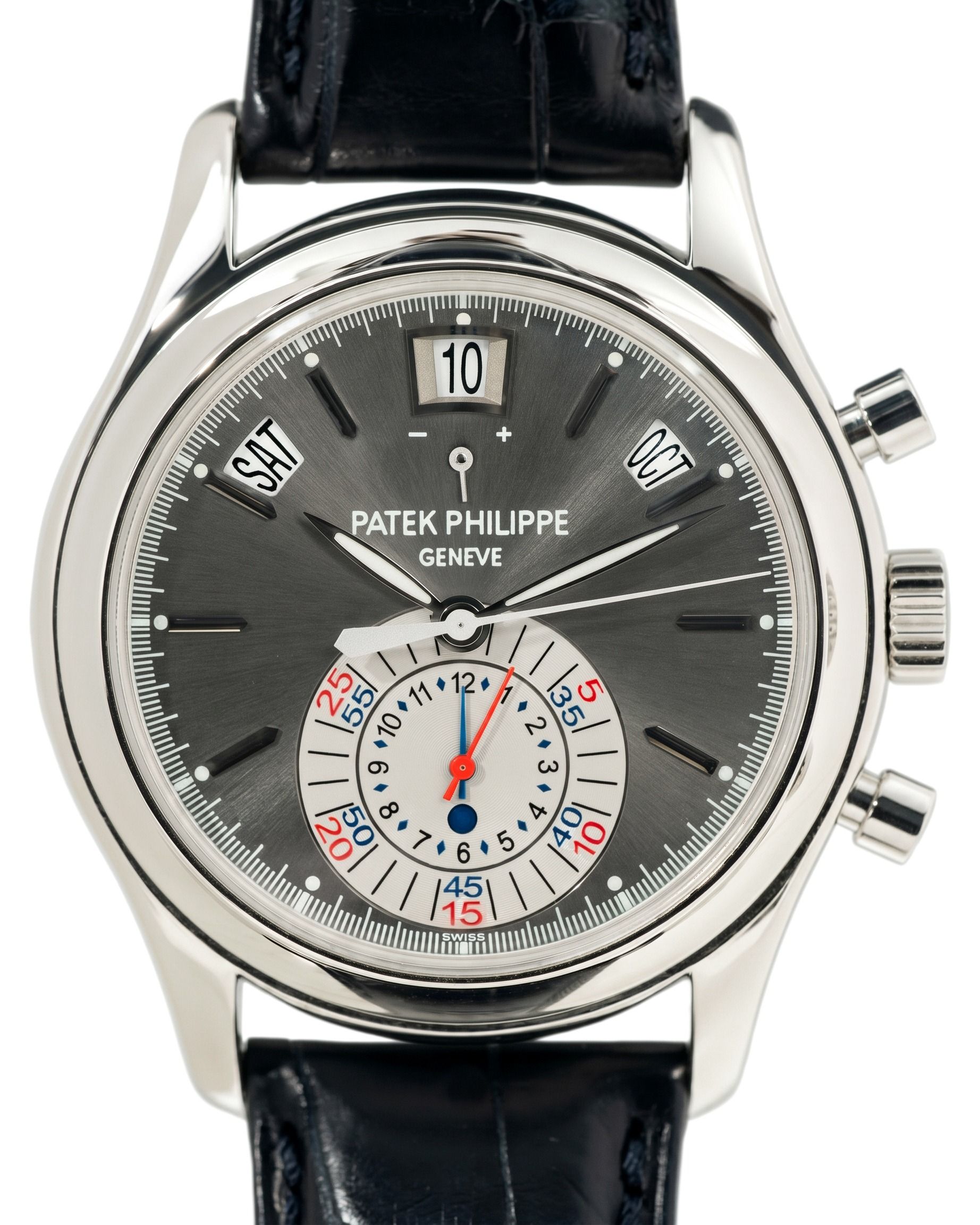 Patek Philippe Annual Calendar Chronograph “Grey Dial” Platinum 5960P-001 (Category: Watches) located in Singapore. Submitted by j.pendulum (Listing ID 1464796909, Image 1). Description: . 🔥 For Sale ⌚️ Patek Philippe Annual Calendar Chronograph “Grey Dial” Platinum 🗝 Reference: 5960P-001 . 📦 Preowned, Full set 📦 Good Condition, Dated 2008 . ✅ Our Price: SGD$72,800.00 . 💳 Payment via Visa/MasterCard/Amex welcome 💳 DBS/UOB/DINERS Cards 3/6/1