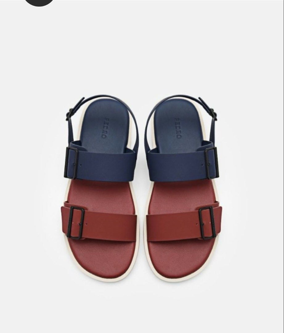 Pedro Ripley Backstrap Sandals (Category: Slippers & Slides) located in Tanauan. Submitted by everything_on_sale (Listing ID 1465228899, Image 1). Description: 1 time used only Pedro Ripley backstrap sandals - Color: Navy and maroon - Adjustable straps with buckles - White sole - Brand logo on buckle - Style: Backstrap sandal - SIZE 42 P4200 orig price selling at 1500 .