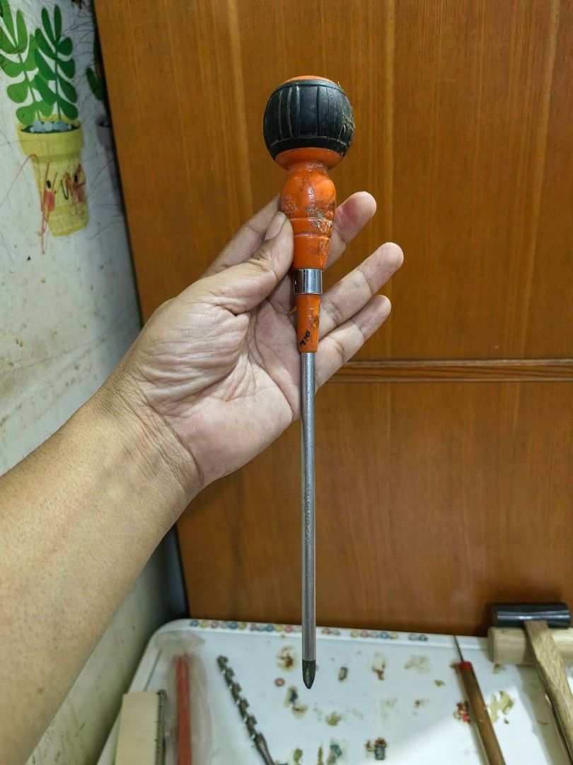 Philip Screwdriver - Vessel Ball Grip Through-Type Screwdriver. (Category: Home Improvement Tools & Accessories) located in Cebu City. Submitted by dudes_villanueva (Listing ID 1465176343, Image 1). Description: Philip Screwdriver - Vessel Ball Grip Through-Type Screwdriver. No. 2 Alloy Steel Model : Power SG - 100 📌 Featuring an orange and black ergonomic ball-gripe handle and a metal tang-thru shaft. 📌 Tried and tested. Marami ng Pinagdaanan 