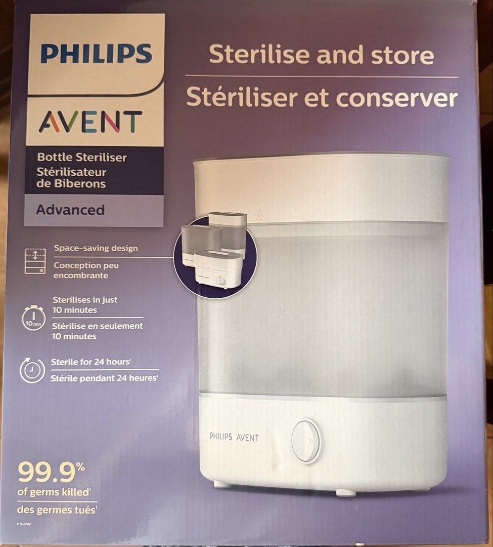Philips Avent (Category: Breastfeeding & Bottle Feeding) located in Quezon City. Submitted by viago (Listing ID 1465188997, Image 1). Description: philips avent sterilizer complete item with box bought early this yr still under warranty rfs: rarely used .