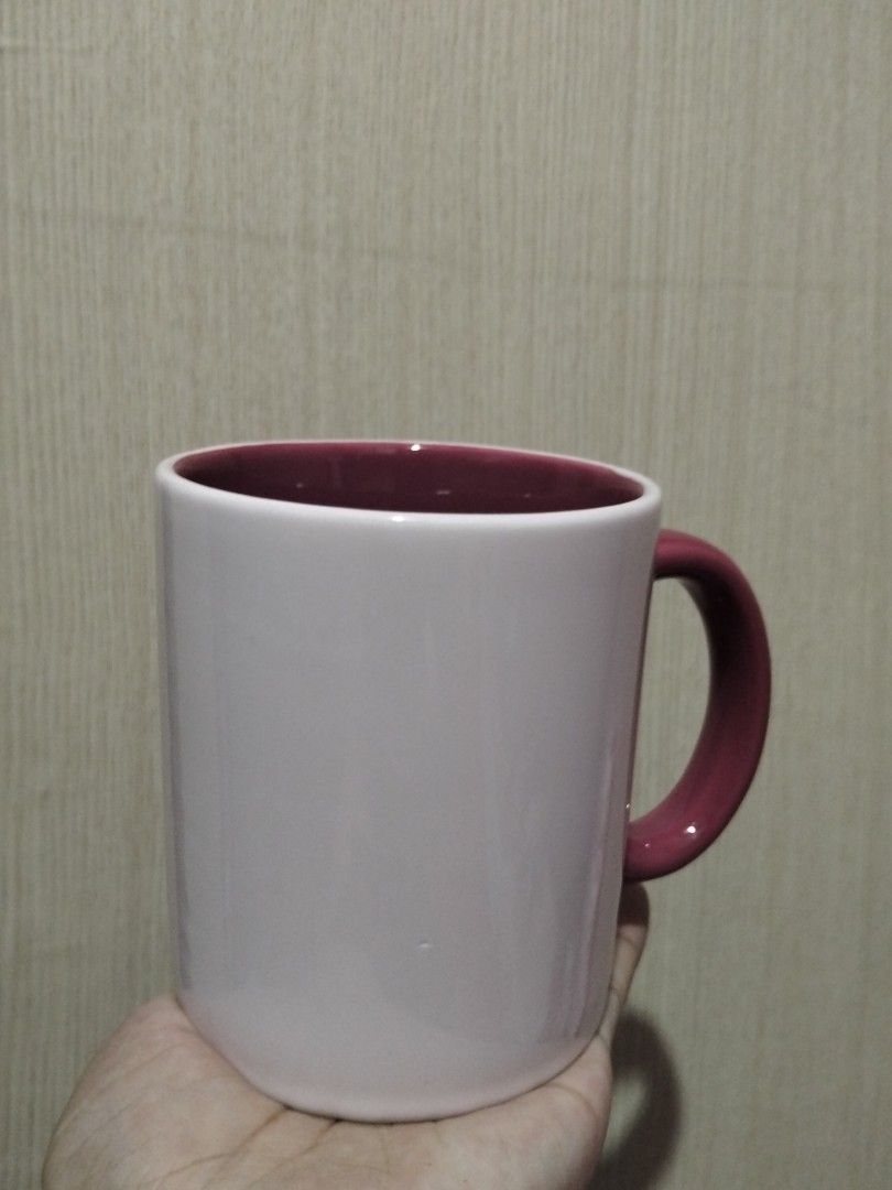 Plain Ceramic Mugs 001 (Category: Coffee & Tea Tableware) located in Caloocan City. Submitted by agr_shop (Listing ID 1465339537, Image 3). Description: - Material: Solid ceramic - Available Colors: Matte black, dark blue, white with red inside, and solid dark pink - Features: Chunky handle with a comfortable grip - Ideal for: Daily morning coffee or tea - Condition: Clean inside and outside.