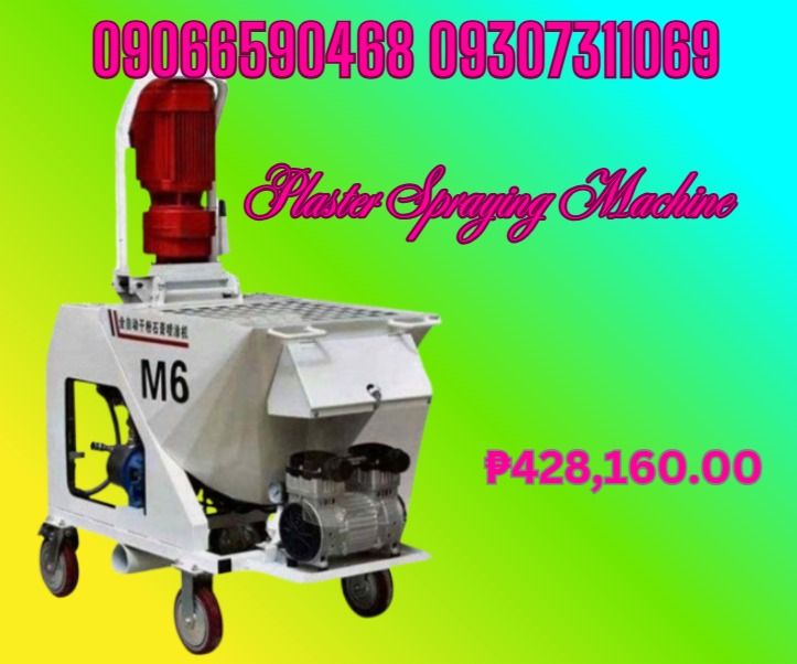 Plaster Spraying Machine Model M6 (Category: Looking For) located in Caloocan City. Submitted by royalbird.87c50e (Listing ID 1465187671, Image 1). Description: Plaster Spraying Machine Model M6 Dimensions 1.25* 0.72*1.55M Motor Power 4kw The maximum particle size ≤5mm Vertical transport distance 15m Horizontal transport distance 25m-30m Voltage 380v/50HZ Output voltage 50Bar Delivery value 30L/Min Mixer capacity 115L Total weight 210kg Scop of a