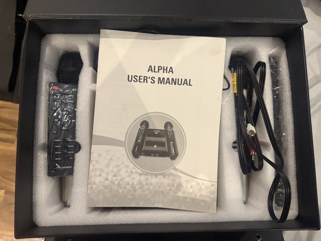 Platinum Alpha Gold Karaoke System (Category: Soundbars, Speakers & Amplifiers) located in Manila. Submitted by joaquinmaglalang21 (Listing ID 1465349724, Image 3). Description: barely used (equipment still with plastic) could pass as brand new can do meetup in pampanga or manila negotiable.