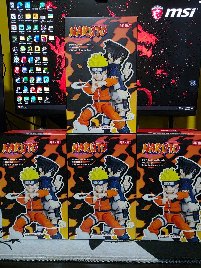 POP MART Naruto Chunin Exam Arc Action Figure Box (Category: Figurines & Statues) located in Quezon City. Submitted by reynirlegaspi (Listing ID 1465188133, Image 1). Description: - Brand: POP MART - Series: Naruto Chunin Exam Arc - Quantity: 4 boxes available - Characters: Naruto and Sasuke - Condition: Brand new, sealed - Ideal for: Collectors and fans, great for display or unboxing.